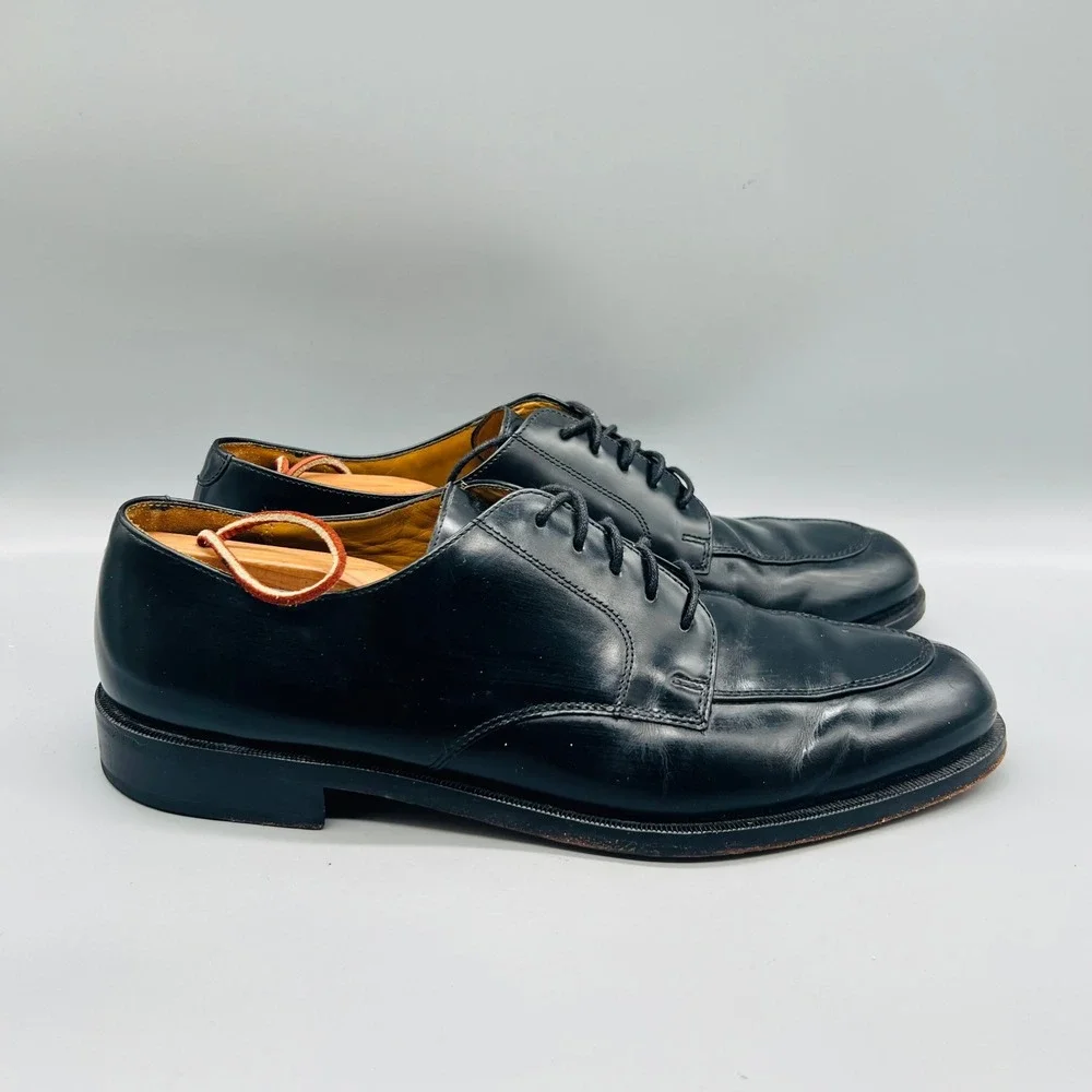 Cole Haan Shoes Mens 11 Black Leather Split Apron Toe Derby Oxford Vtg Preppy